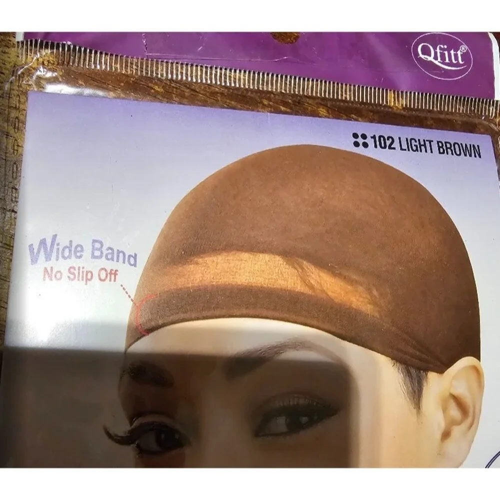 [1 PACK ] QFITT Stocking Wig Cap Light Brown #102 -  Set of 2 M&M Headgear NWT